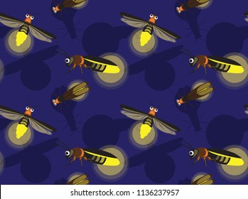 Cute Firefly Cartoon Background Seamless Wallpaper