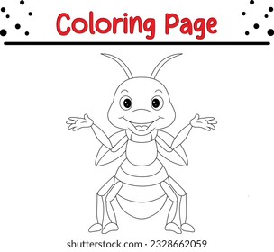 Cute firefly cartoon coloring page illustration vector. For kids coloring book. Wild animal coloring pages for kids