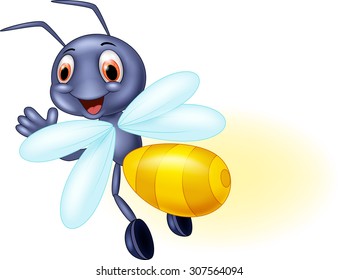 Cute Firefly Cartoon Waving