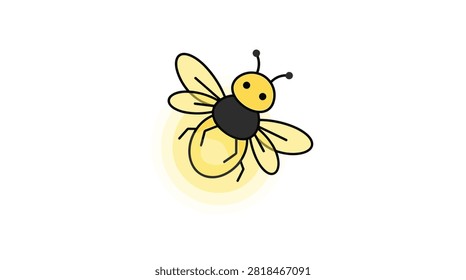 Cute Firefly Glowing Yellow Light Vector Insect Illustration