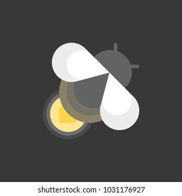 Cute Firefly In Night, Flat Icon