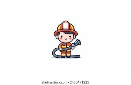 cute fireman character cartoon design eps8