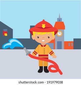 Cute fireman vector illustration