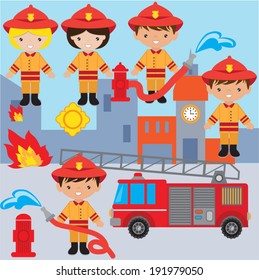 Cute fireman vector illustration