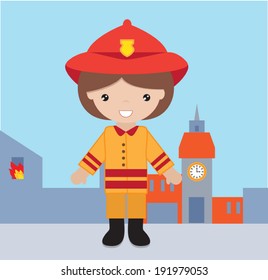 Cute fireman vector illustration