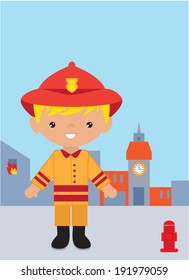 Cute fireman vector illustration