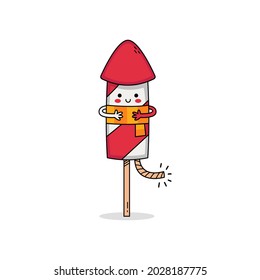 Cute fireworks cartoon character wearing a yellow scarf