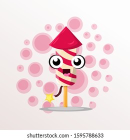 cute fireworks mascot design vector