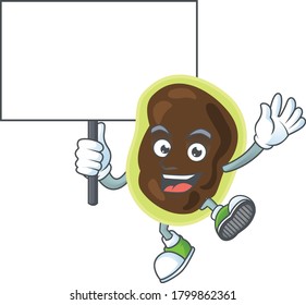 Cute firmicutes mascot design smiley with rise up a board. Vector illustration