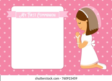 Cute First Communion card for girls