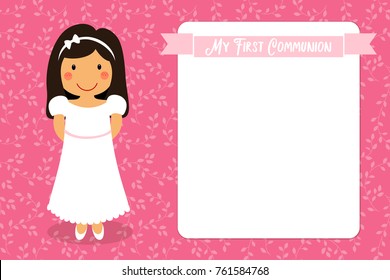 Cute First Communion card for girls