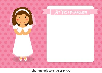 Cute First Communion card for girls