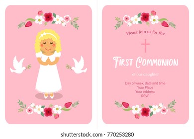 Cute First Communion card for girls