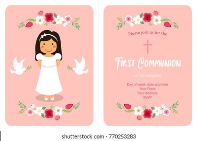 Cute First Communion card for girls