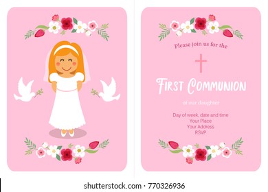 Cute First Communion card for girls