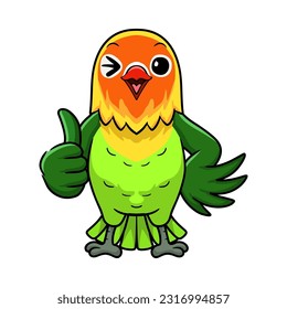 Cute fischer love bird cartoon giving thumb up