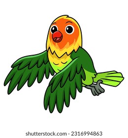 Cute fischer love bird cartoon flying