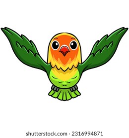 Cute fischer love bird cartoon flying