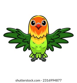 Cute fischer love bird cartoon flying