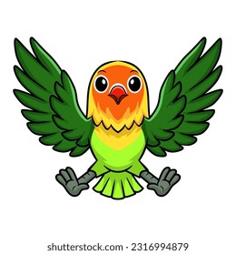 Cute fischer love bird cartoon flying