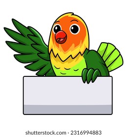 Cute fischer love bird cartoon waving hand