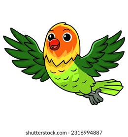 Cute fischer love bird cartoon flying