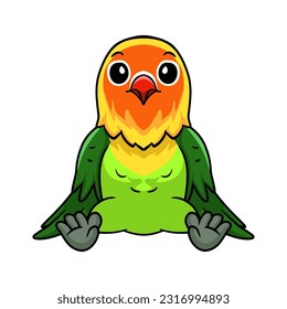 Cute fischer love bird cartoon sitting