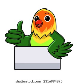 Cute fischer love bird cartoon giving thumb up