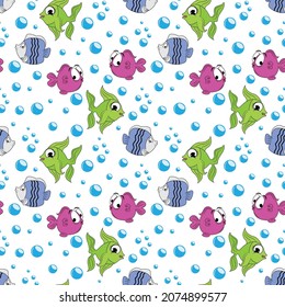 patrón de dibujos animados de animales de peces lindos