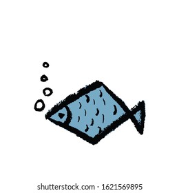 Cute fish animal cartoon vector .Hand drawn modern print