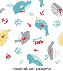 cute fish animals pattern 