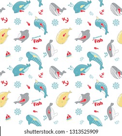 cute fish animals pattern 