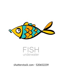 Cute fish. Aquarium fish isolated on white background. Vector illustration.