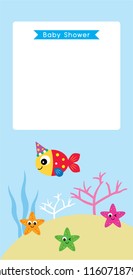 cute fish baby shower invitation card vector