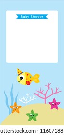 cute fish baby shower invitation card vector