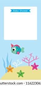 cute fish baby shower invitation card vector