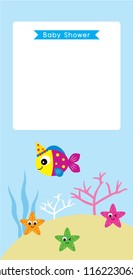 cute fish baby shower invitation card vector