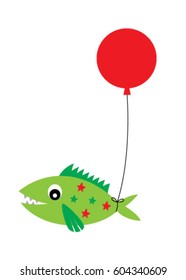cute fish with balloon