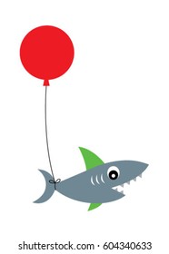 cute fish with balloon