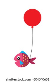 cute fish with balloon