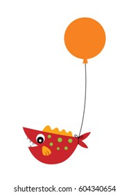 cute fish with balloon