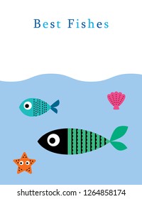 cute fish best fishes greeting card vector