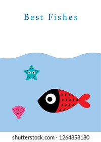 cute fish best fishes greeting card vector
