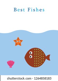 cute fish best fishes greeting card vector