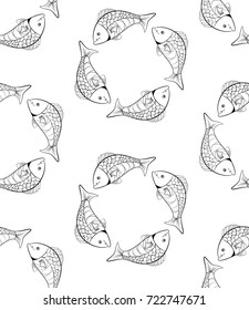 Cute fish black and white pattern