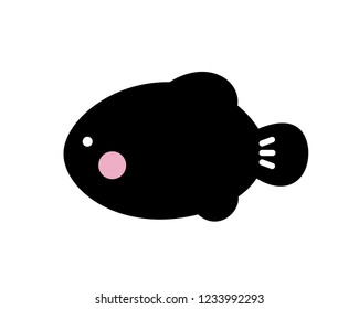 Cute fish with blush icon on white