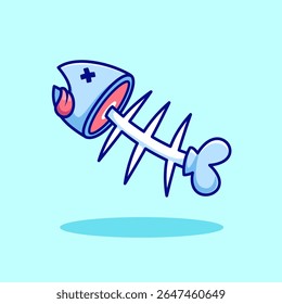 Cute Fish Bone Floating Cartoon Vector Icon Illustration. 
Animal Nature Icon Concept Isolated Premium Vector. Flat 
Cartoon Style