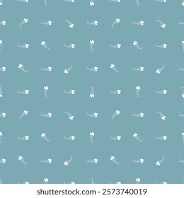 Cute Fish bones Seamless pattern. Cartoon Fish skeleton, background. Vector Illustration.