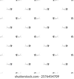 Cute Fish bones Seamless pattern. Cartoon Fish skeleton, background. Vector Illustration.