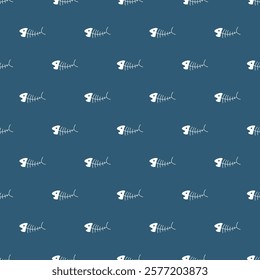 Cute Fish bones Seamless pattern. Cartoon Fish skeleton, background. Vector Illustration.